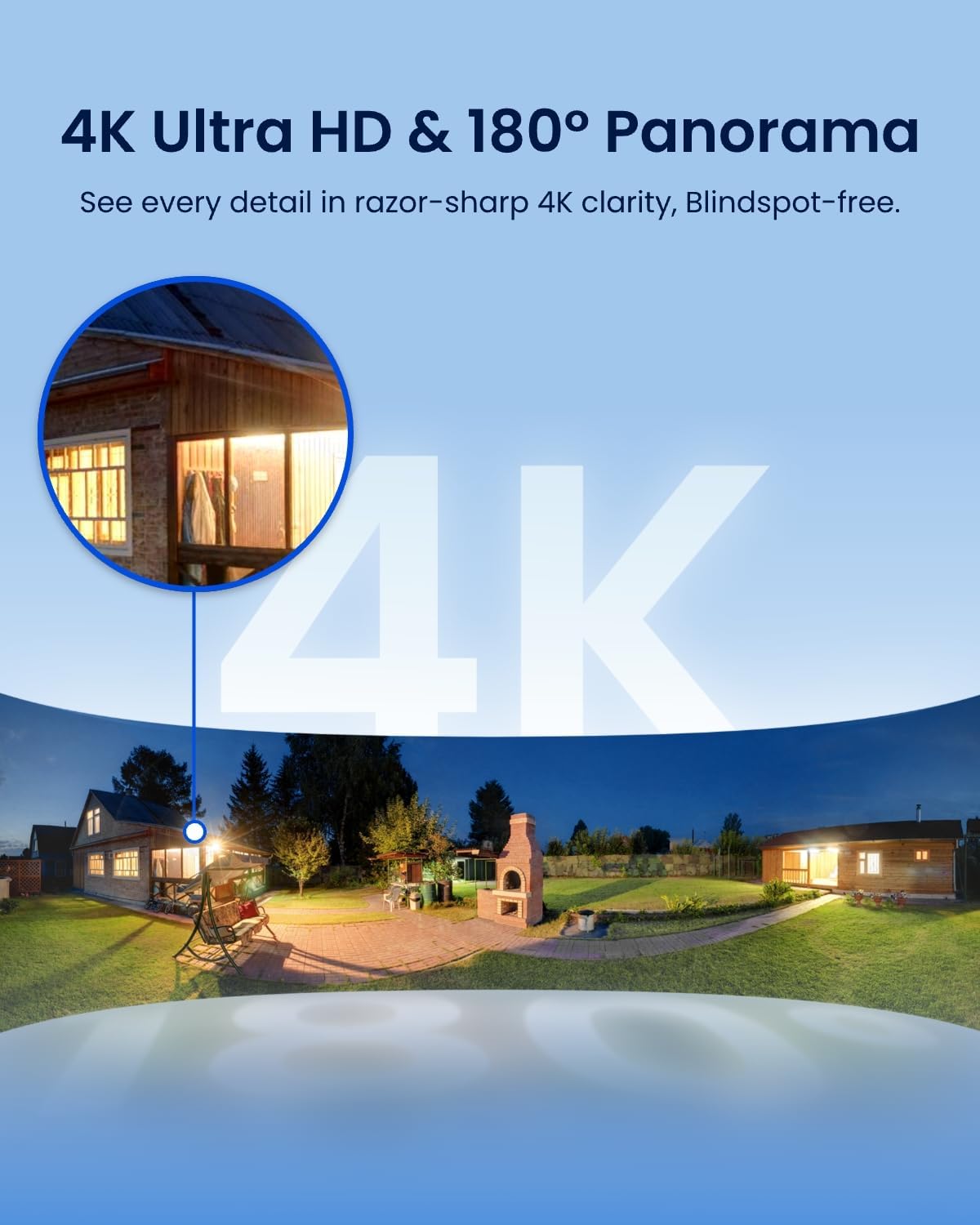 Elite Floodlight WiFi Outdoor Camera 4K, Dual Lens 180 FOV
