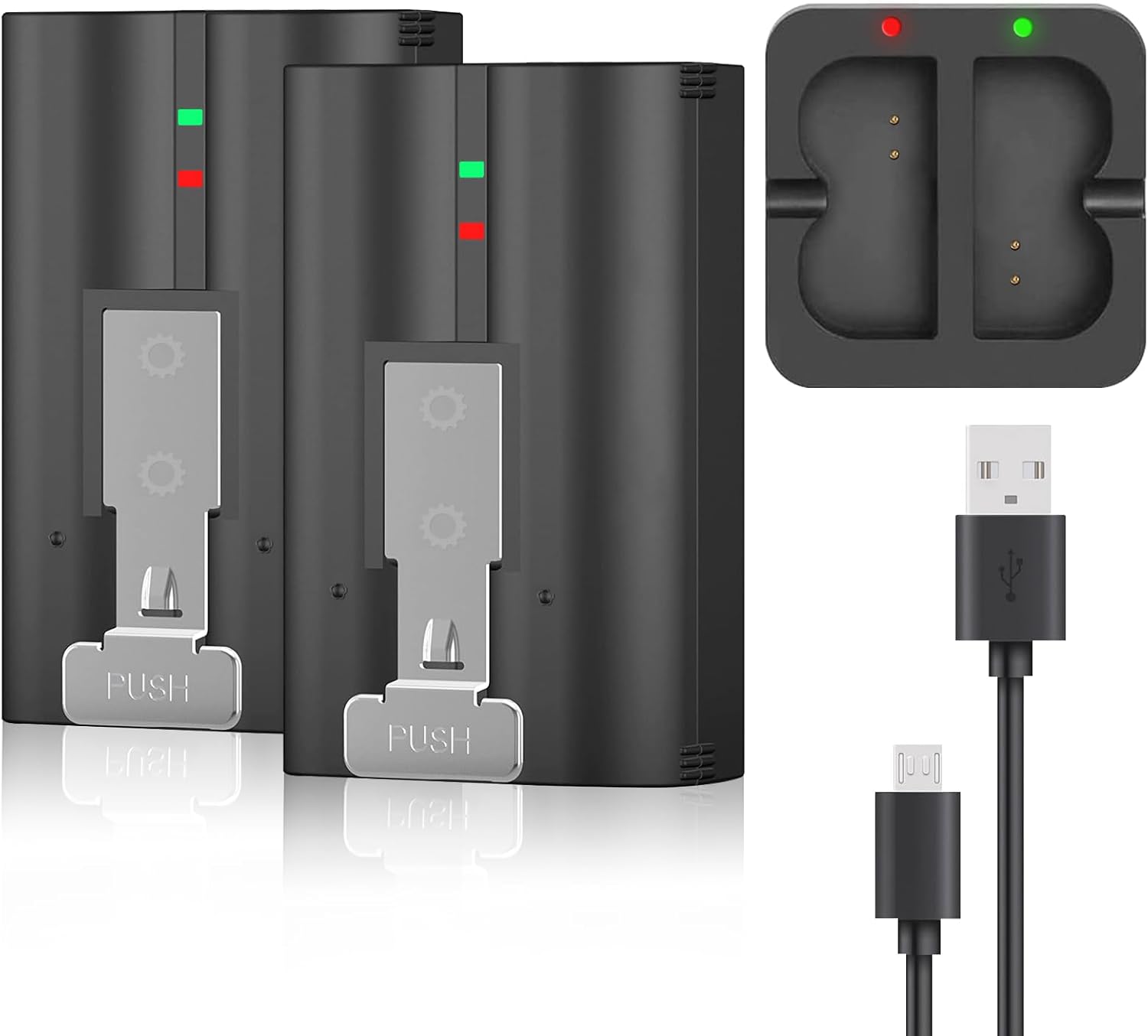 2-Pack 6040mAh Replacement Battery with Charger Station for Ring-Doorbell 2/3/4, Spotlight and Stick Up Cam, Rechargeable Upgraded Lithium Li-ion Batteries 3.65V Camera Indoor