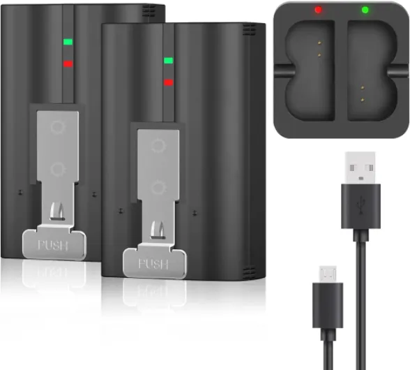 2-Pack 6040mAh Replacement Battery with Charger Station for Ring-Doorbell 2/3/4, Spotlight and Stick Up Cam, Rechargeable Upgraded Lithium Li-ion Batteries 3.65V Camera Indoor