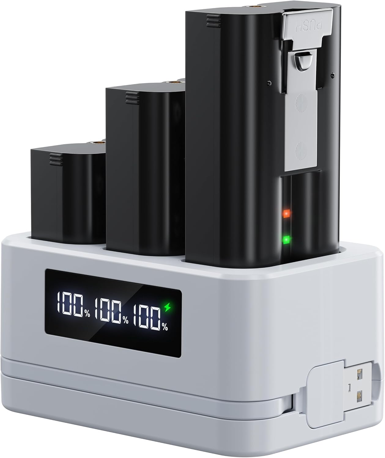 Replacement Battery for Ring Camera, 3-Pack 6040mAh Rechargeable Quick Release Battery Pack Compatible with Ring Doorbell Camera 2/3/3 Plus/4, Spotlight and Stick Up Cam, LED Display Charging Station White