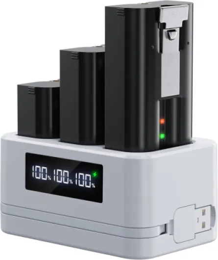 Replacement Battery for Ring Camera, 3-Pack 6040mAh Rechargeable Quick Release Battery Pack Compatible with Ring Doorbell Camera 2/3/3 Plus/4, Spotlight and Stick Up Cam, LED Display Charging Station White