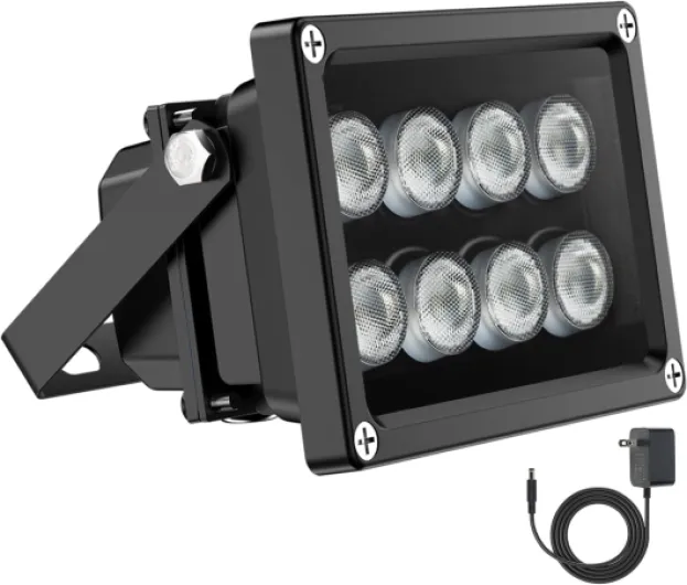IR Illuminator 90 Degree Wide Angle 8-LEDs IR Infrared Light 850nm Infrared Illuminator for Night Vision IP67 Waterproof Outdoor for Security Cameras Black-8W