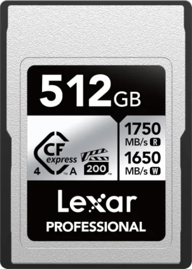 512GB Professional CFexpress Type A Silver 4.0 Memory Card, for Photographers, Videographers, Up to max 1750/1650 MB/s, 8K Video (LCAEXS4512G-RNENU) Type A Silver 4.0 512GB