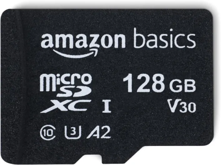 Micro SDXC Memory Card with Full Size Adapter, A2, U3, Read Speed up to 100 MB/s, 128 GB, Black 128GB