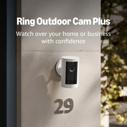 Introducing Ring Outdoor Cam Plus, Battery — Wide-Angle 2K Video with Ring Vision, Low-Light Sight for full-color night vision, Mount-Anywhere Versatility, White White 1 Camera Battery