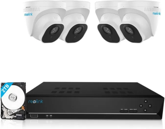 Smart 5MP 8CH Home Security Camera System, 4pcs Wired PoE IP Cameras Outdoor with Person/Pet/Vehicle Detection, 4K 8CH NVR with 2TB HDD for 24-7 Recording, RLK8-520D4-5MP