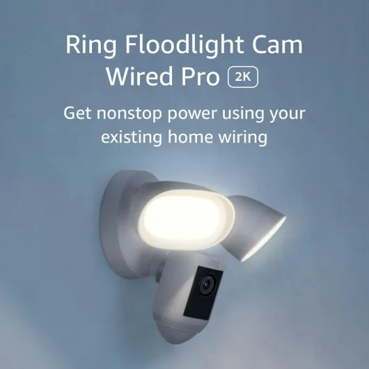 Floodlight Cam Wired Pro with Bird’s Eye View and 3D Motion Detection, White White 1 Camera Floodlight Cam Wired Pro Only