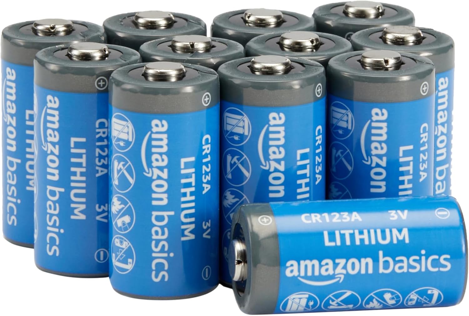 12-Pack Non-Rechargeable CR123A Lithium Batteries, 3 Volt, Up to 10-Year Shelf Life 12 Count