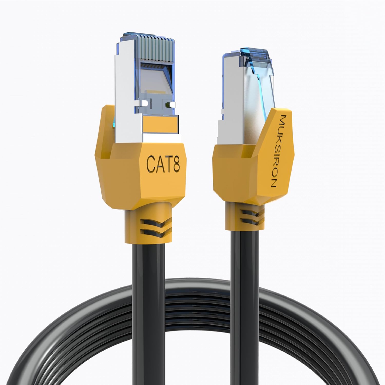 Cat 8 Ethernet Cable 100 ft,Heavy Duty High Speed 40Gbps 2000Mhz Shielded Cat8 Network Cable with RJ45 Connector,Indoor&Outdoor Internet Cable Professional LAN Cables for Gaming Modem PS5 Xbox CAT8-100FT CAT8 Black