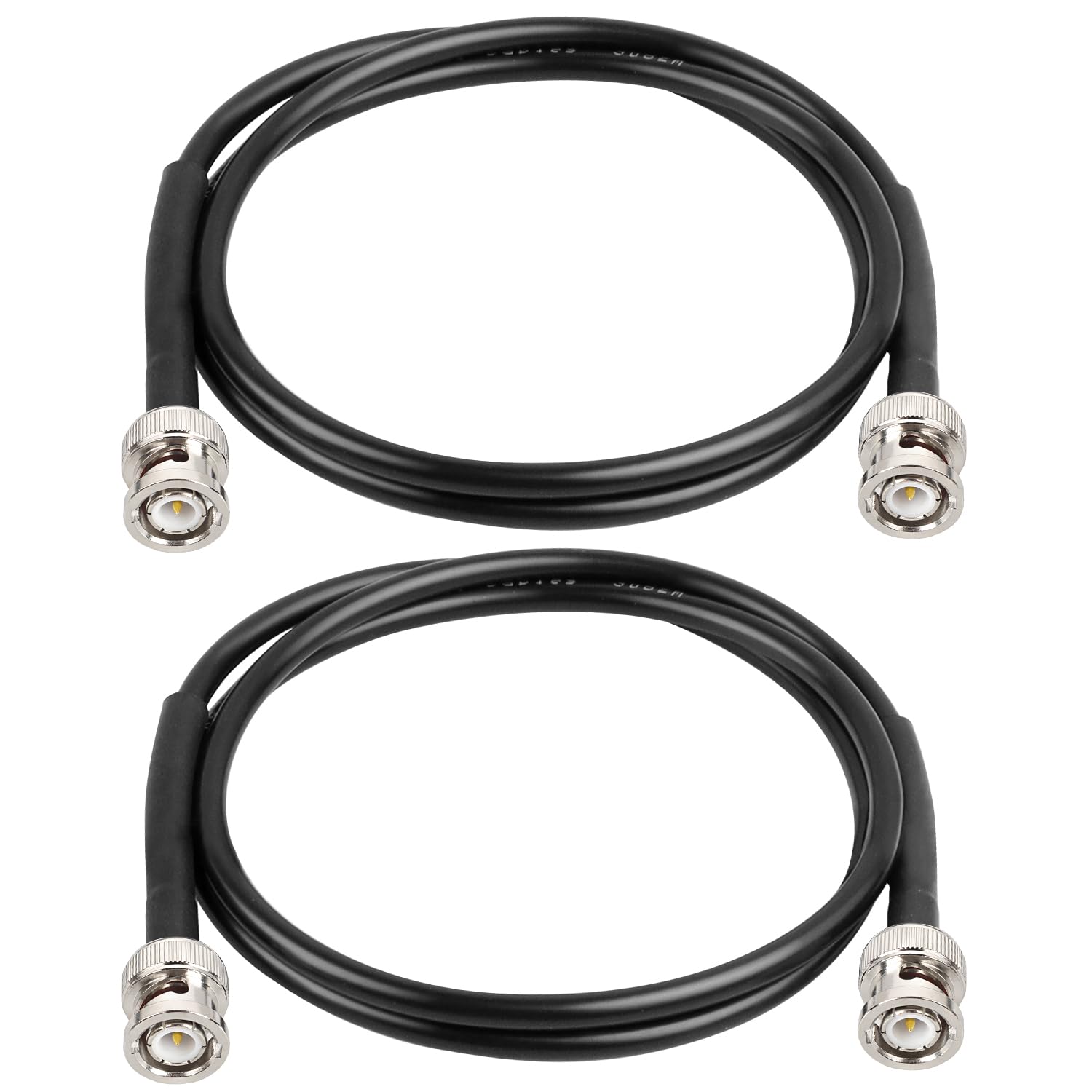 BNC Cable - 3FT 2PCS RG58 50 ohm Male to Male Coax Cables Low Loss BNC Extension Coaxial Cable with for Antennas, RF Radios, Modems, Oscilloscopes, Spectrum, etc (Black)