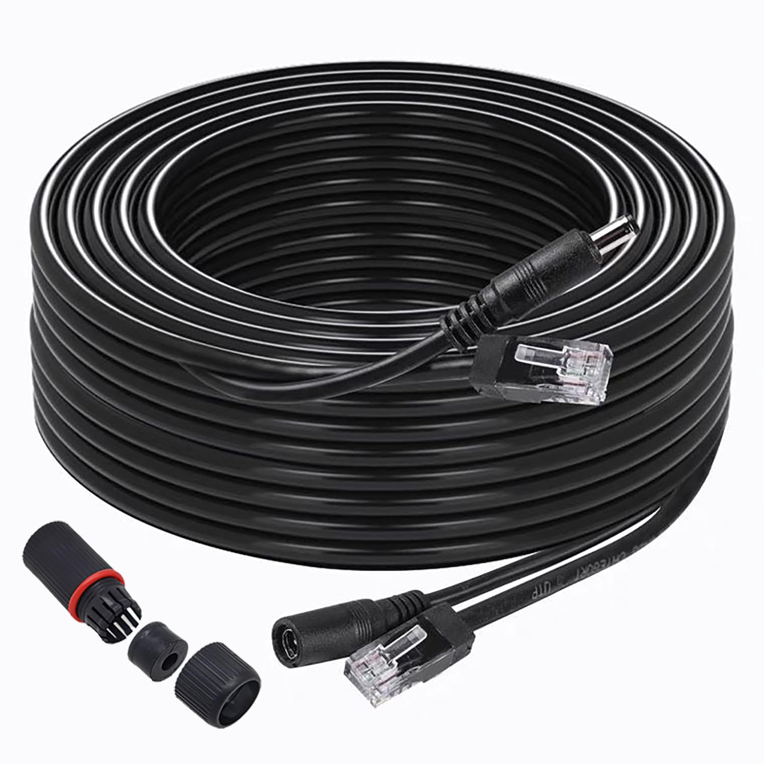 POE ethernet Cable 100 ft+Power Siamese Gigabit Camera Wire，POE Cable Indoor Outdoor Internet LAN 100 ft ethernet Cable(30 Meter) for CCTV NVR Security Camera System Black 1 PCS 1 Ethernet cable+DC cable 100 ft