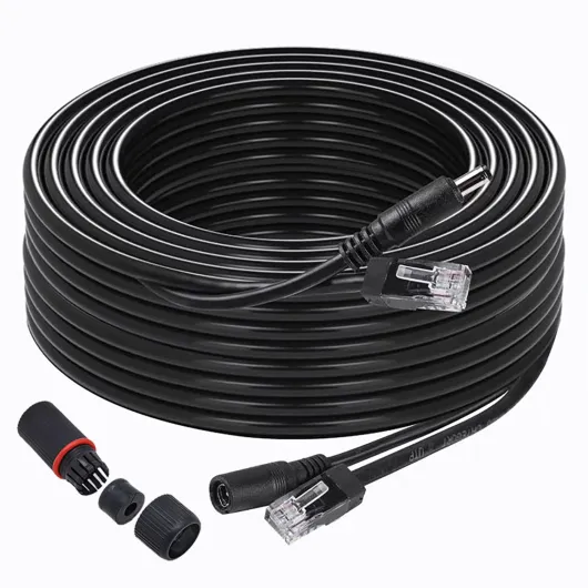 POE ethernet Cable 100 ft+Power Siamese Gigabit Camera Wire，POE Cable Indoor Outdoor Internet LAN 100 ft ethernet Cable(30 Meter) for CCTV NVR Security Camera System Black 1 PCS 1 Ethernet cable+DC cable 100 ft