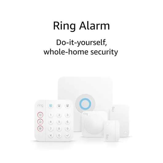 Alarm 5-Piece Kit (newest model), Wireless smart home or business security system, expandable, easy setup, Mobile App Control, 24/7 Professional Monitoring, Alexa Compatible Ring Alarm Device Only