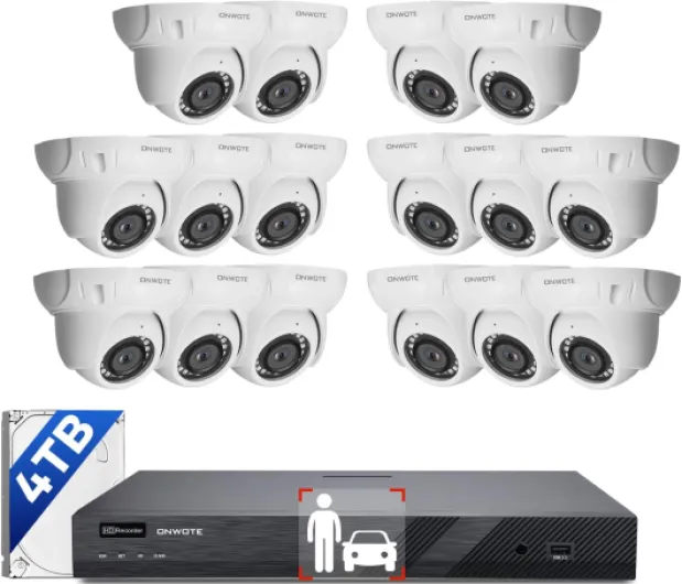 16 Channel NVR PoE Security Camera System, 12MP 4K 16CH Commercial NVR 4TB, 16x 6MP Wired Outdoor 122° IP Cameras with Audio, AI Detection, 16x Cables (Total 1280ft), CCTV for Business Home
