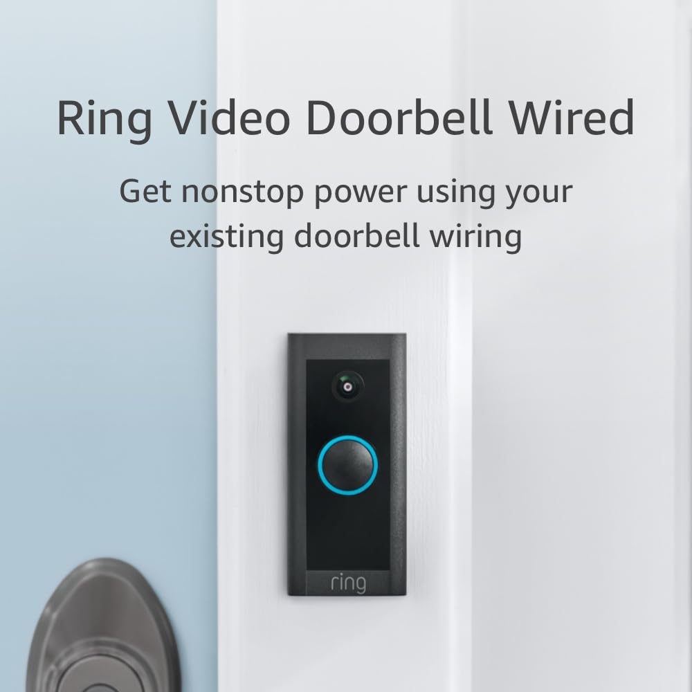 Video Wired Doorbell (newest model), Home or business security, Two-Way Talk, advanced motion detection, HD camera and real-time alerts to monitor your front door (wiring required) 1 doorbell Doorbell Only
