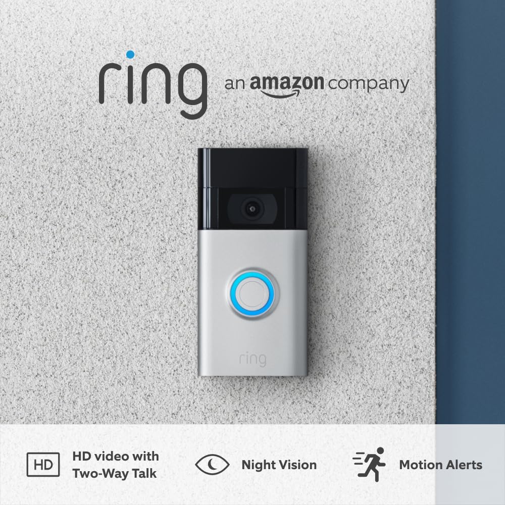 Video Doorbell (2nd Gen) - Wireless Video Doorbell Security Camera with 1080p HD Video, battery-powered, Wifi, easy installation - 30-day free trial of Ring Home - Works with Alexa
