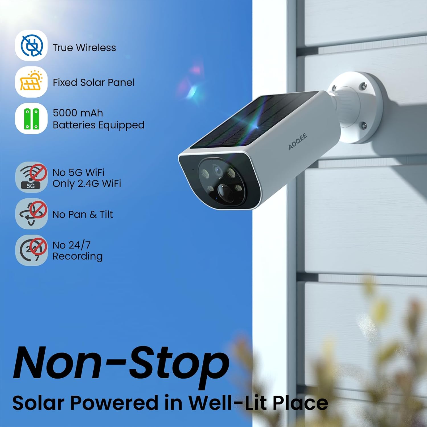 Security Camera Outdoor Wireless Solar - 2K CCTV Camera Systems, Battery Operated Home/House Security, PIR Detection, IP65, Colour Night Vision, TF card/Cloud Storage, S1 1-Pack