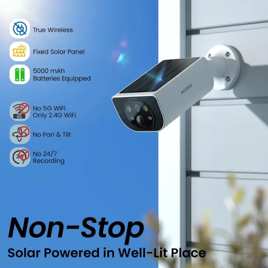 Security Camera Outdoor Wireless Solar - 2K CCTV Camera Systems, Battery Operated Home/House Security, PIR Detection, IP65, Colour Night Vision, TF card/Cloud Storage, S1 1-Pack