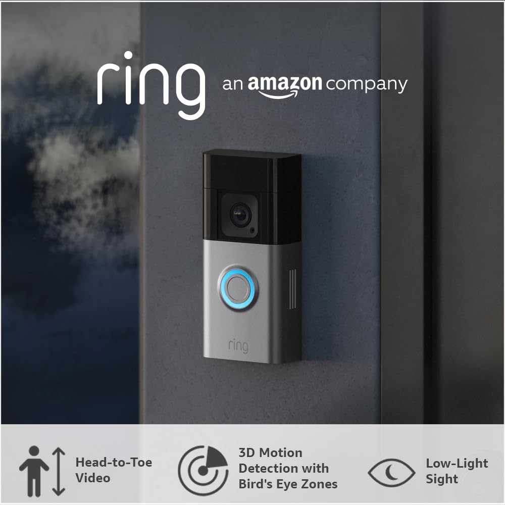 Battery Video Doorbell Pro - Wireless Video Doorbell Security Camera with Head-To-Toe View, 3D Motion Detection, Colour Night Vision, Wifi, 30-day free trial of Ring Subscription Plan