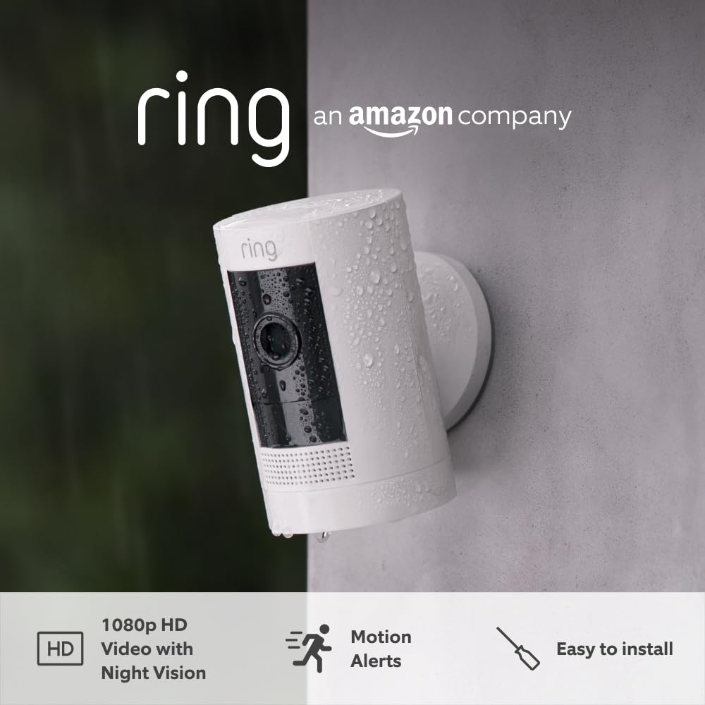 Certified Refurbished Ring Outdoor Camera Battery(Stick Up Cam)-HD wireless outdoor Security Cam 1080p Video,Two-Way Talk,Wifi,Works with Alexa- Alternative to CCTV-30-day free trial of Ring Home