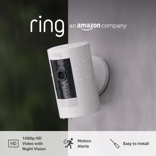 Certified Refurbished Ring Outdoor Camera Battery(Stick Up Cam)-HD wireless outdoor Security Cam 1080p Video,Two-Way Talk,Wifi,Works with Alexa- Alternative to CCTV-30-day free trial of Ring Home