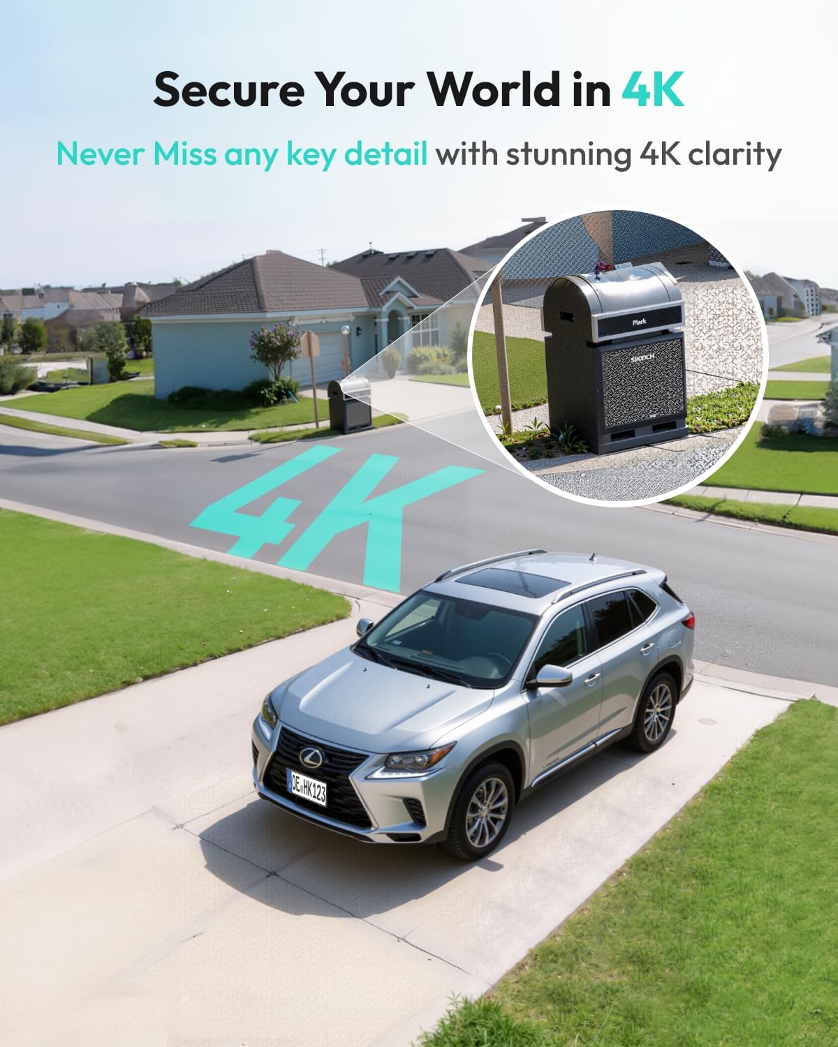 8MP Security Camera Outdoor Wireless 4 Cam-Kit, No Subscription, 4K 360° PTZ Solar Camera with WiFi Base Station, AI Recognition, Night Vision, 32GB Local Storage W510 4 Cam Kit