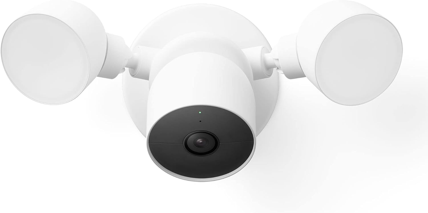 Google GM493 and G3AL9 Nest Cam with Floodlight (Outdoor, Wired) Security Camera - Smart Home WiFi Camera, Snow Single