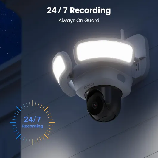 Floodlight Security Camera Outdoor - 3K UHD Hard Wired Cam with Flood Light - 2600 Lumens, No Blind Spots with 3 Motion Sensors, 24/7 Recording, 2.4GHz WiFi, 360 PTZ, People Detection