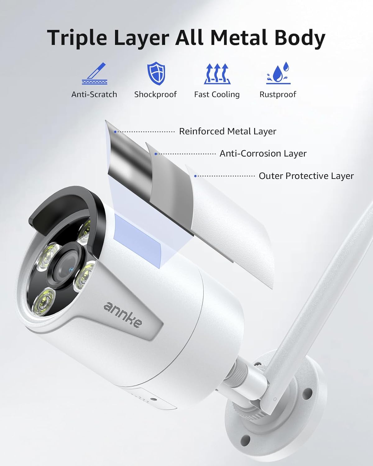 Wireless Security Camera System, 7" LCD Monitor, 4CH WiFi Surveillance IPS Touch Screen with 2Pcs 3MP Outdoor IP Cameras,100ft Night Vision, Two-Way Audio,Motion Detection,64GB SD Card Included