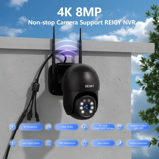 8MP Wireless CCTV Camera System Outdoor Pre-installed 1TB Hard Drive, WIFI Security Cameras Set with 16CH NVR+4X 360° PT Cam Support 2-Way Audio,Remote View, Color Night Vision,Motion Tracking