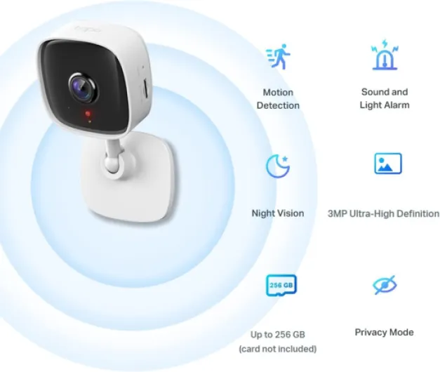 C110 2K 3MP Indoor Camera House Security, WiFi, No Monthly Fee, AI Detection, Dog Puppy, Baby Monitor, 2-way Talk, Advanced Night Vision, Works with Alexa & Google