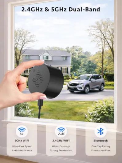 2K Window Security Camera, Dual-Band 2.4GHz & 5GHz WiFi, No-Drill Mount, Indoor Camera for Outdoor Monitoring, Color Night Vision, AI Motion Detection, Black Black 1 Pack
