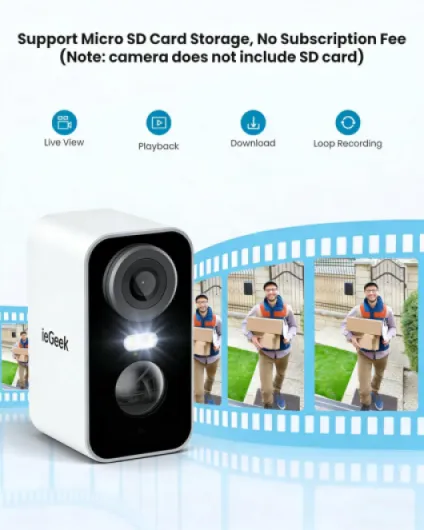 No Monthly Fee 2K Wireless Security Camera Outdoor Colorful Night Vision, Rechargeable Battery CCTV Camera Systems, WiFi Home, Motion Detection, Siren Floodlight, Voice Intercom, Remote Access Battery Camera