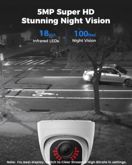 8CH NVR PoE CCTV Security Camera System, with 2TB HDD and 4X 5MP Motion Detection Outdoor PoE IP Cameras, 100ft Night Vision Remote Access, RLK8-520D4-5MP