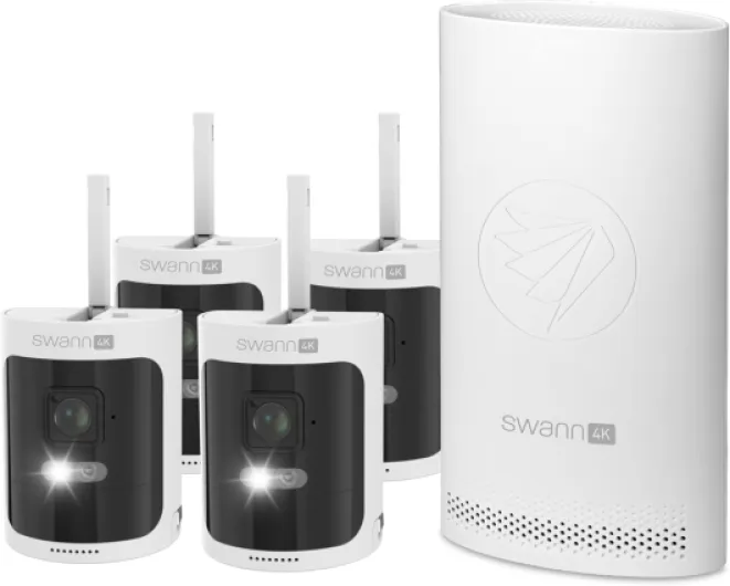 AllSecure 4K Wireless Security System with 4 x Wire-Free Cameras & 4 x Rechargeable Batteries, NVR Tower, Always Charged, Always Secure - AS4K800SD4 4-camera Kit